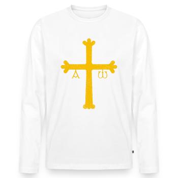 Croix des Asturies - T-shirt manches longues Premium bio Homme - blanc - Devant - Nico (187cm)
