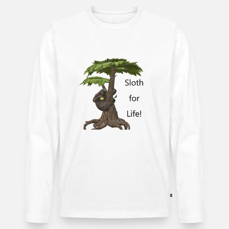 Faultier fürs Leben - Männer Premium Bio Langarmshirt - Weiß