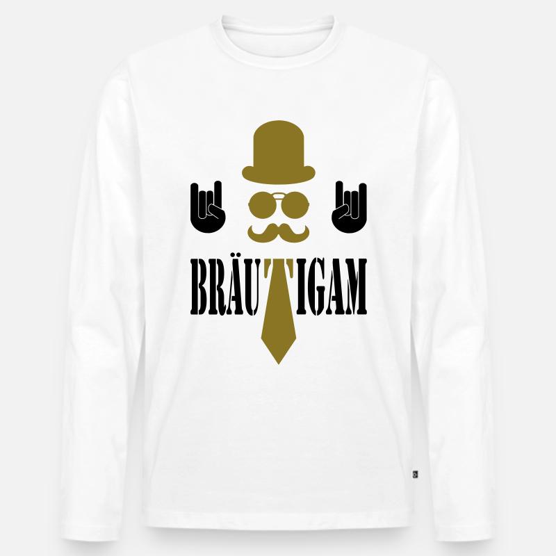 Der Bräutigam - Männer Premium Bio Langarmshirt - Weiß