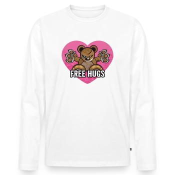 Teddy - Free Hugs - Männer Premium Bio Langarmshirt - Weiß - Vorne - Nico (187cm)