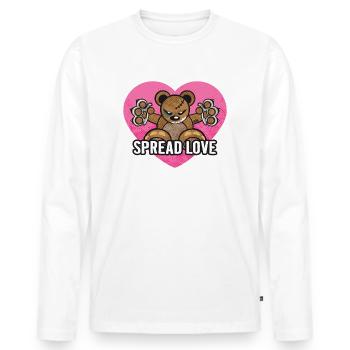 Teddy - Spread Love - Männer Premium Bio Langarmshirt - Weiß - Vorne - Nico (187cm)