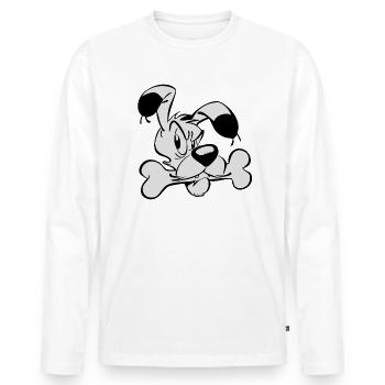 Asterix & Obelix - Dogmatix with bone - Men's Premium Organic Long Sleeve Shirt - white - Front - Nico (187cm)