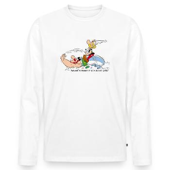 Asterix Never Forget It s A Good Life - T-shirt manches longues Premium bio Homme - blanc - Devant - Nico (187cm)