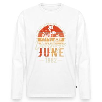 Juni 1982 Jahrgang Vintage Geburtstag Geschenk - Männer Premium Bio Langarmshirt - Weiß - Vorne - Nico (187cm)