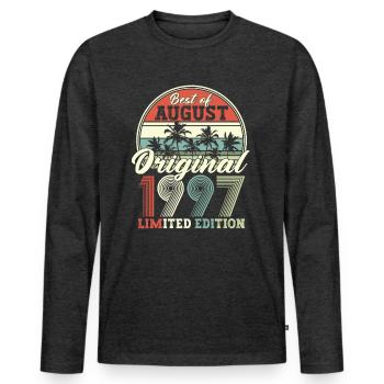 Août 1997 Vintage Anniversaire Rétro - T-shirt manches longues Premium bio Homme - anthracite chiné - Devant - Nico (187cm)