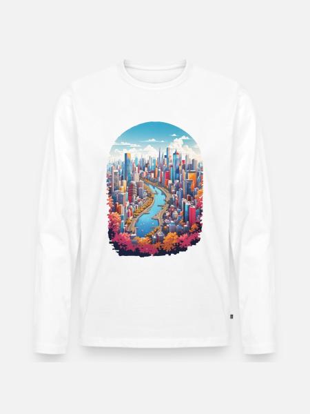 Paysage urbain - T-shirt manches longues Premium bio Homme - blanc