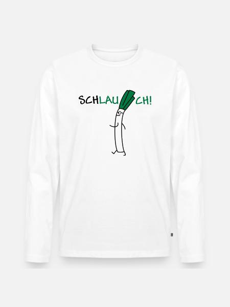 Schlauer Lauch - Männer Premium Bio Langarmshirt - Weiß