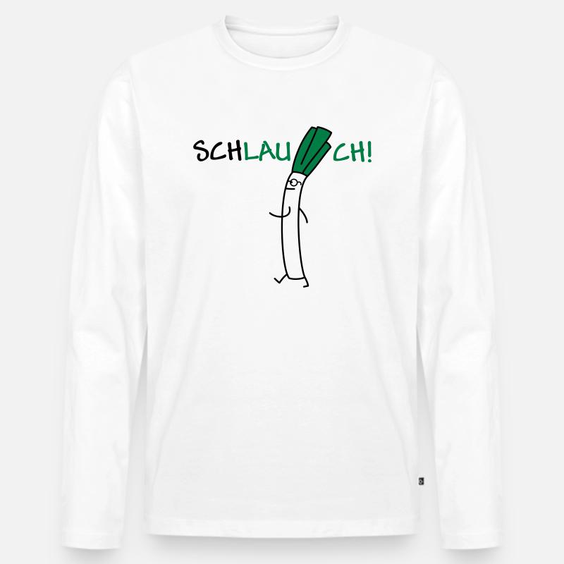 Schlauer Lauch - Männer Premium Bio Langarmshirt - Weiß