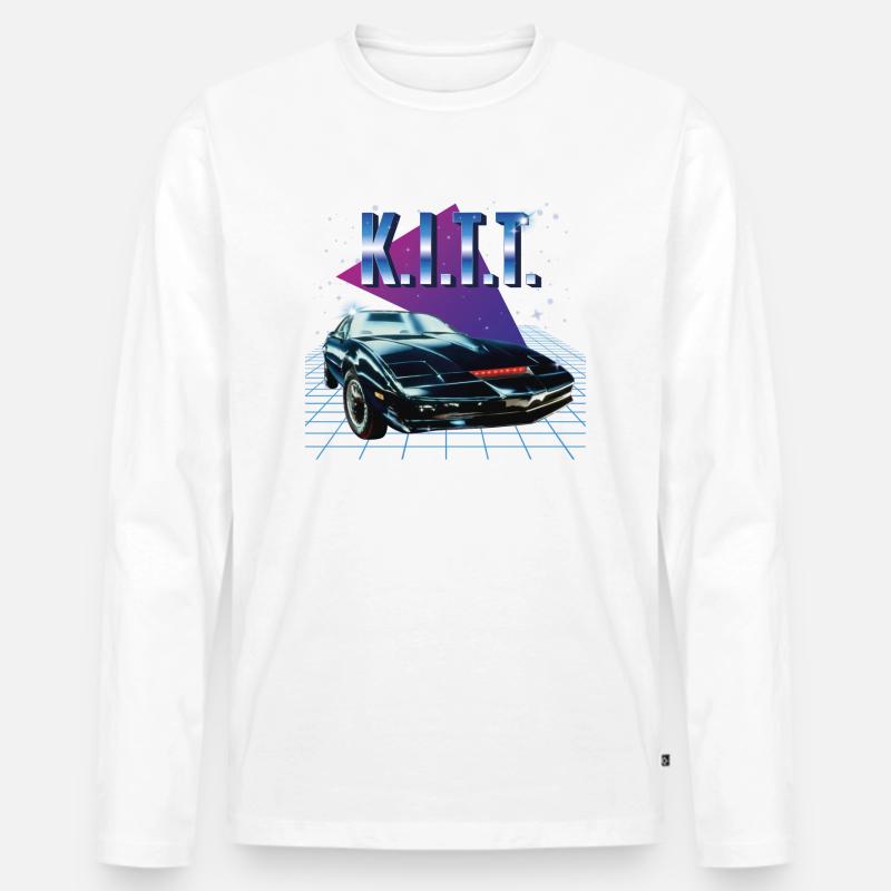 Knight Rider KITT Puple Hintergrund - Männer Premium Bio Langarmshirt - Weiß