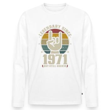 Né en 1971, légendaire depuis 1971 - T-shirt manches longues Premium bio Homme - blanc - Devant - Nico (187cm)