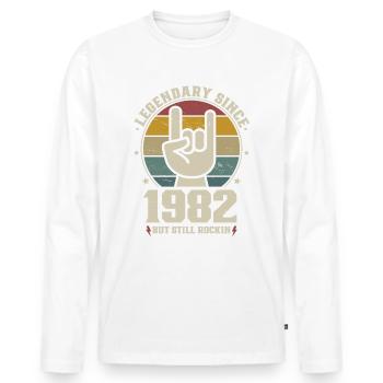 Jahrgang 1982 geboren Legendär seit 1982 - Männer Premium Bio Langarmshirt - Weiß - Vorne - Nico (187cm)