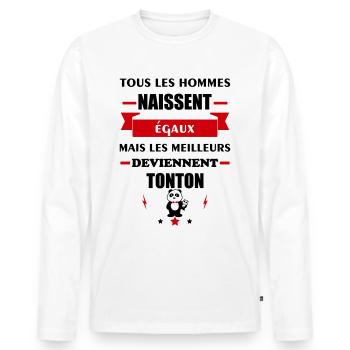 Tous les hommes tonton, idée cadeau oncle, Noël - T-shirt manches longues Premium bio Homme - blanc - Devant - Nico (187cm)
