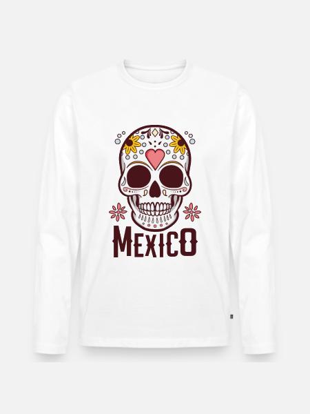 Sugar Skull Mexico - Men's Premium Organic Long Sleeve Shirt - white