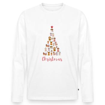 Funny Dogs Lover Christmas Tree - T-shirt manches longues Premium bio Homme - blanc - Devant - Nico (187cm)