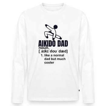 Cadeau père aïkido - T-shirt manches longues Premium bio Homme - blanc - Devant - Nico (187cm)