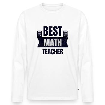 Meilleur cadeau de professeur de mathématiques - T-shirt manches longues Premium bio Homme - blanc - Devant - Nico (187cm)