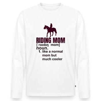 Cadeau mère équitation - T-shirt manches longues Premium bio Homme - blanc - Devant - Nico (187cm)