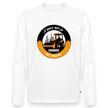 J'peux pas je conduis des engins t-shirt cadeau - T-shirt manches longues Premium bio Homme - blanc - Devant - Nico (187cm)