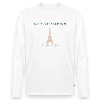 Ville du design de mode - T-shirt manches longues Premium bio Homme - blanc - Devant - Nico (187cm)