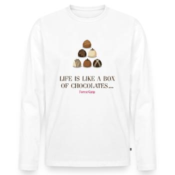 Forrest Gump Life Is Like A Box Of Chocolates… - Men's Premium Organic Long Sleeve Shirt - white - Front - Nico (187cm)