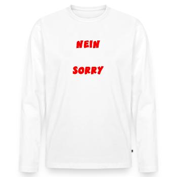 Nein ich kann nicht zur Hölle fahren - Männer Premium Bio Langarmshirt - Weiß - Vorne - Nico (187cm)