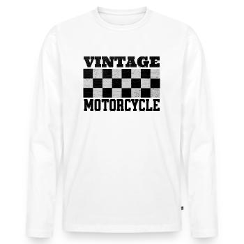 Vintage Motard Fan de Motos et Courses Automobiles - T-shirt manches longues Premium bio Homme - blanc - Devant - Nico (187cm)
