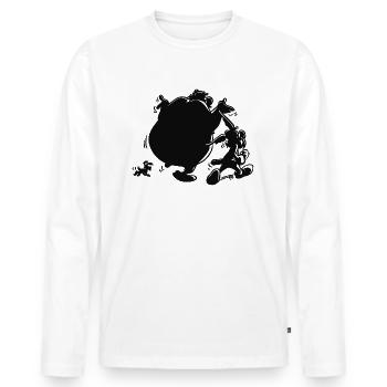 Asterix & Obelix mit Idefix Schatten - Männer Premium Bio Langarmshirt - Weiß - Vorne - Nico (187cm)