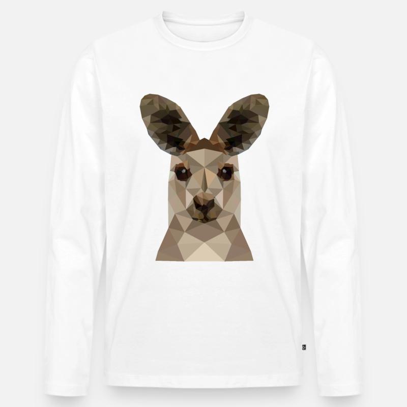 Känguru - Männer Premium Bio Langarmshirt - Weiß