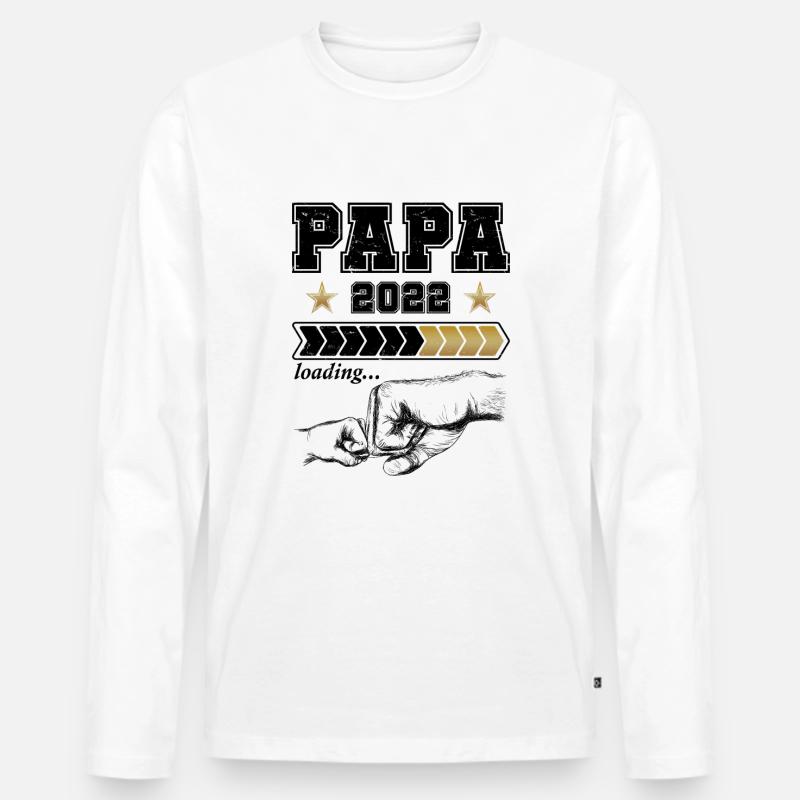 Papa 2022 Loading - Vaterschaftsgeschenk - Männer Premium Bio Langarmshirt - Weiß
