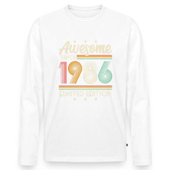 35 Anniversaire Vintage 1986 naissance rétro - T-shirt manches longues Premium bio Homme - blanc - Devant - Nico (187cm)