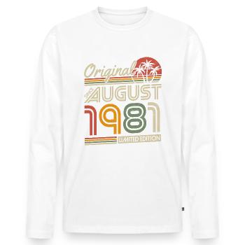 Original depuis Août 1981 Cadeau anniversaire - T-shirt manches longues Premium bio Homme - blanc - Devant - Nico (187cm)