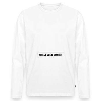 Ich bin stolzer Chef der Mitarbeiter - Männer Premium Bio Langarmshirt - Weiß - Vorne - Nico (187cm)