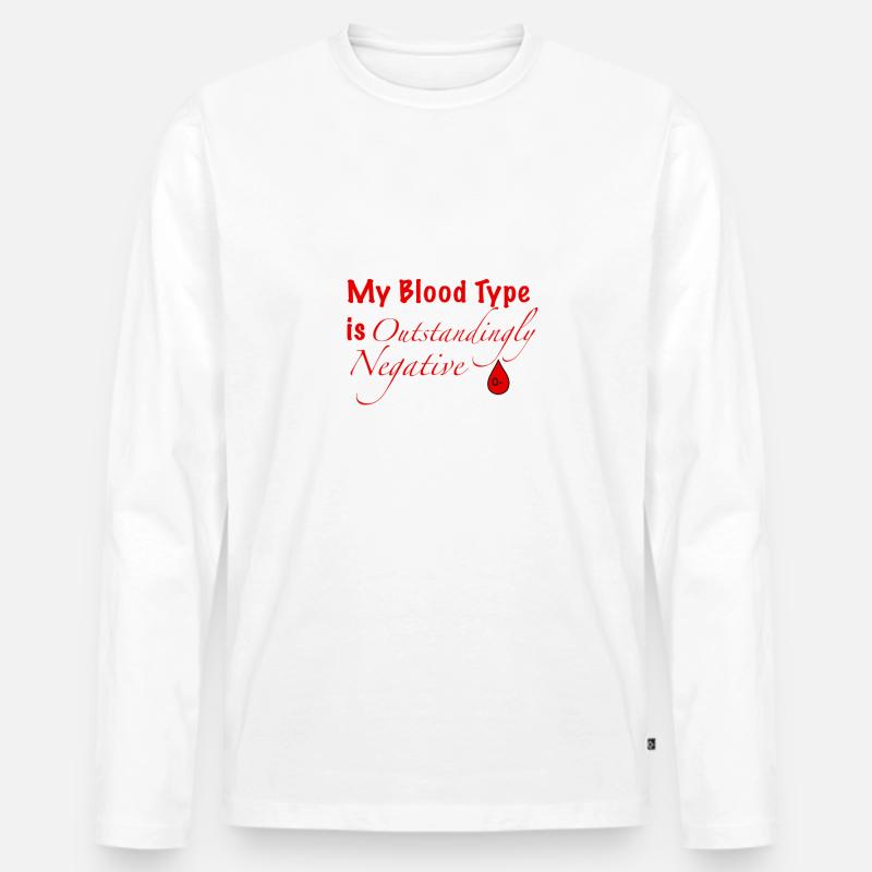 Blutgruppe O- - Männer Premium Bio Langarmshirt - Weiß