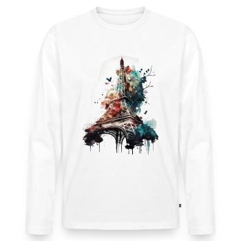 Tour Eiffel - T-shirt manches longues Premium bio Homme - blanc - Devant - Nico (187cm)