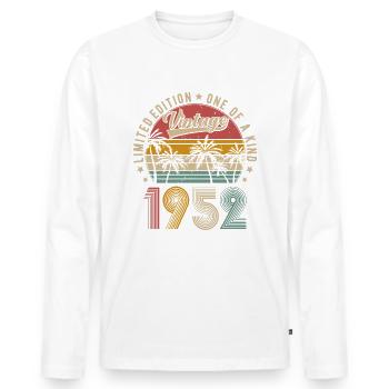Millésime 1952 Vintage Rétro Anniversaire Cadeau - T-shirt manches longues Premium bio Homme - blanc - Devant - Nico (187cm)