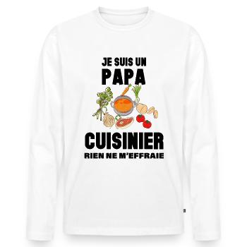 Je suis un papa cuisinier Cadeau Homme - T-shirt manches longues Premium bio Homme - blanc - Devant - Nico (187cm)