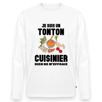 Tonton liebt es, Geschenk zu kochen Mann Koch - Männer Premium Bio Langarmshirt - Weiß - Vorne - Nico (187cm)