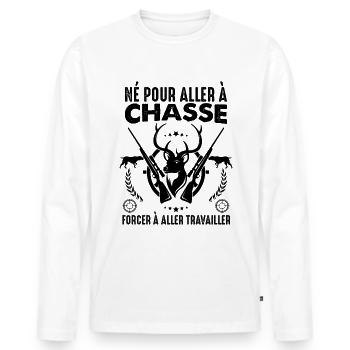 La Chasse Dans La Peau Cadeau Chasseur - T-shirt manches longues Premium bio Homme - blanc - Devant - Nico (187cm)