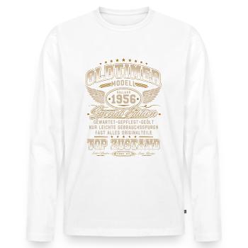 Oldtimer Baujahr 1956 Jahrgang Geburtstag Geschenk - Männer Premium Bio Langarmshirt - Weiß - Vorne - Nico (187cm)