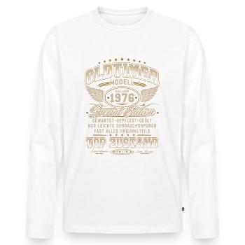 Oldtimer Baujahr 1976 Jahrgang Geburtstag Geschenk - Männer Premium Bio Langarmshirt - Weiß - Vorne - Nico (187cm)