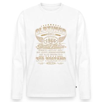 Oldtimer Baujahr 1966 Jahrgang Geburtstag Geschenk - Männer Premium Bio Langarmshirt - Weiß - Vorne - Nico (187cm)