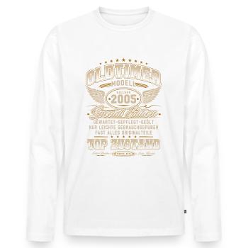 Oldtimer Baujahr 2005 Jahrgang Geburtstag Geschenk - Männer Premium Bio Langarmshirt - Weiß - Vorne - Nico (187cm)