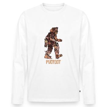 Pugfoot - lustiges Mops Bigfoot Sasquatch Hund Wortspiel - Männer Premium Bio Langarmshirt - Weiß - Vorne - Nico (187cm)