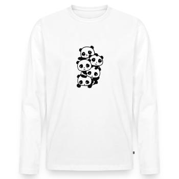 Panda Pile - niedliche & magische Pandas Kawaii Bears - Männer Premium Bio Langarmshirt - Weiß - Vorne - Nico (187cm)