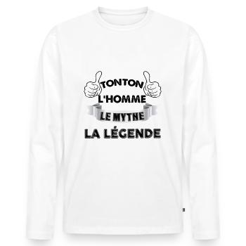 Tonton l homme le mythe la legende - T-shirt manches longues Premium bio Homme - blanc - Devant - Nico (187cm)