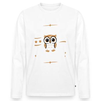 Night Owl Owl Owl Bird - Men's Premium Organic Long Sleeve Shirt - white - Front - Nico (187cm)