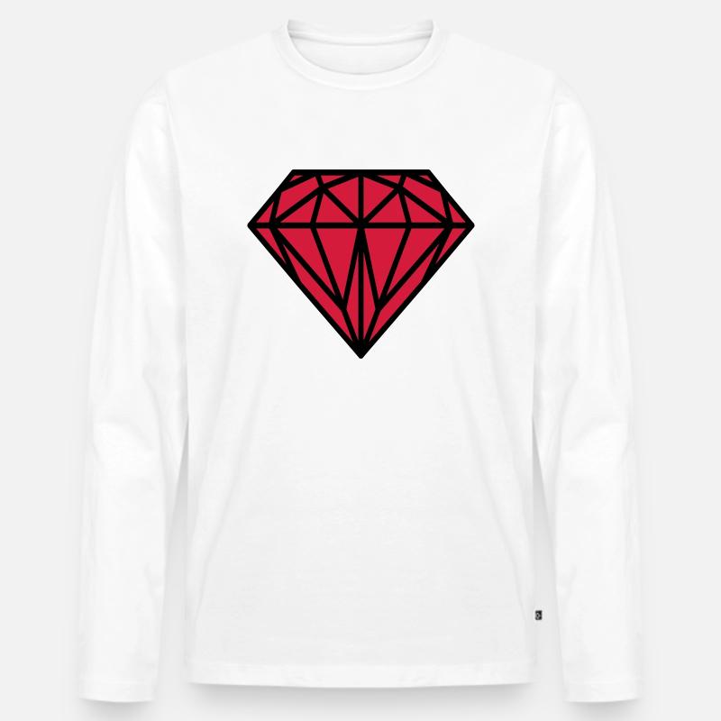 Diamant - Männer Premium Bio Langarmshirt - Weiß