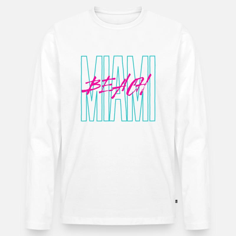 Miami Beach Design - Männer Premium Bio Langarmshirt - Weiß