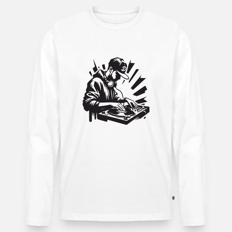 HiPHoP DJ Silhouette - Männer Premium Bio Langarmshirt - Weiß