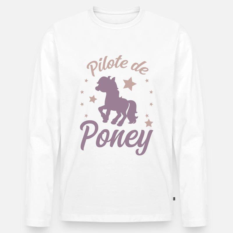 Pony-Pilot - Männer Premium Bio Langarmshirt - Weiß